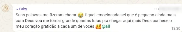 Cliente emocionada agradecendo o time da Royal